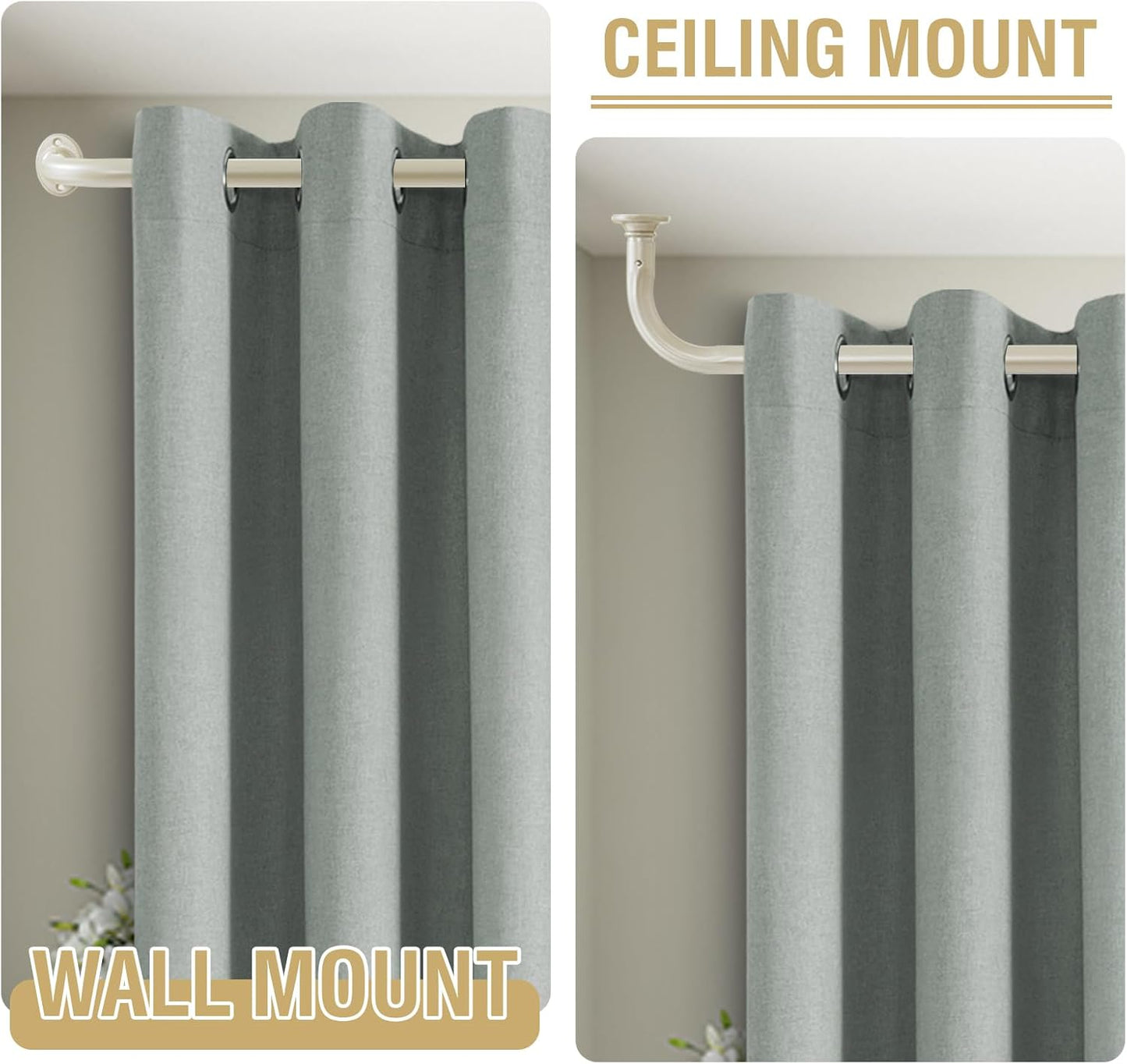 Blackout Curtain Rod for Windows 18.5 to 28.5 Inch, 3/4 Inch Adjustable Wrap around Short Curtain Rods Telescoping Curved Drapery Rods for Living Room Inoor/Outdoor,Nickel