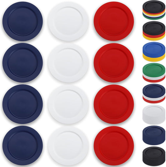 12-Piece Reusable 10-Inch Plastic Dinnerware Set in FR Color - Unbreakable Flat Plates, Salad Plates, and Pasta Bowls for Home, Garden, Picnic, Camping, and Outdoor Use