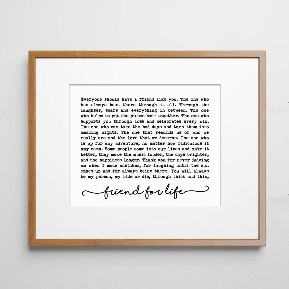 Friend for Life Beautiful Peom for Special Friend Soul Sister Gift Best Friend Gift for Friend Typography Wall Decor Friend Quotes Print (8X10 Inch)