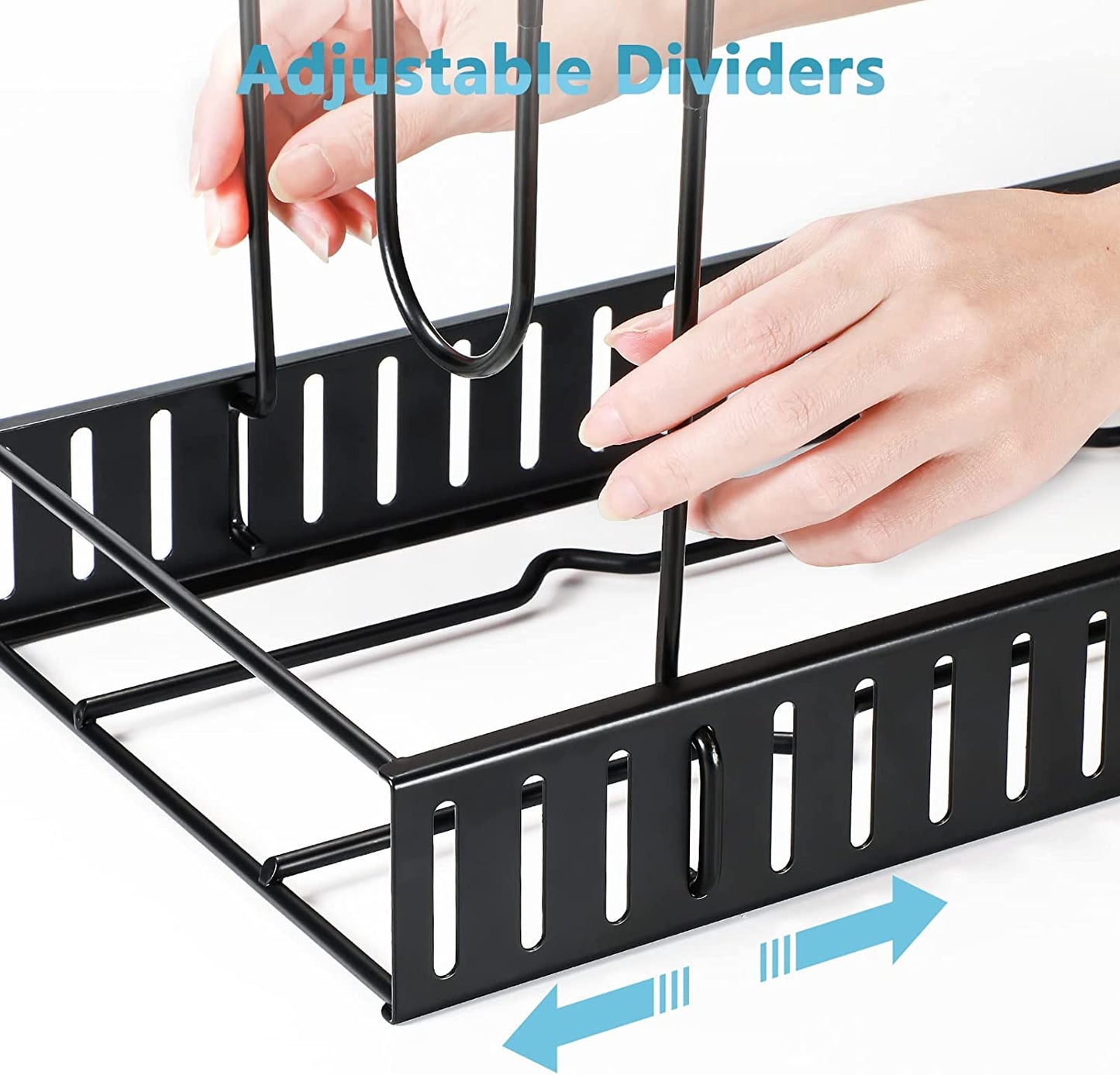 Pots and Pans Organizer for Cabinet 16.61 Height, 8 Tier Pot Organizers Rack with 3 DIY Methods, Adjustable Pan Organizer under Cabinet Kitchen Organization and Storage