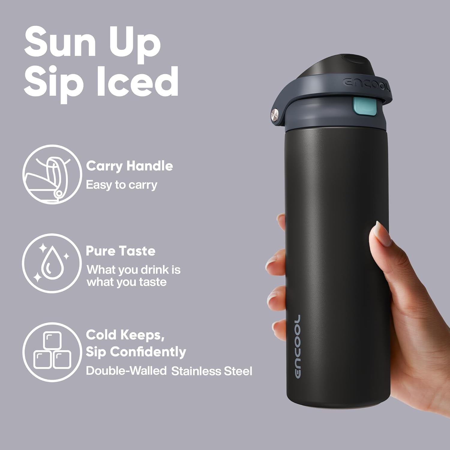 Insulated Stainless Steel Water Bottle with Straw - Leak Proof Sports Water Bottle for School, Travel, Keeps Cold All Day, One-Touch Flip Lid, Bpa-Free, 24 Oz, Charcoal Gray