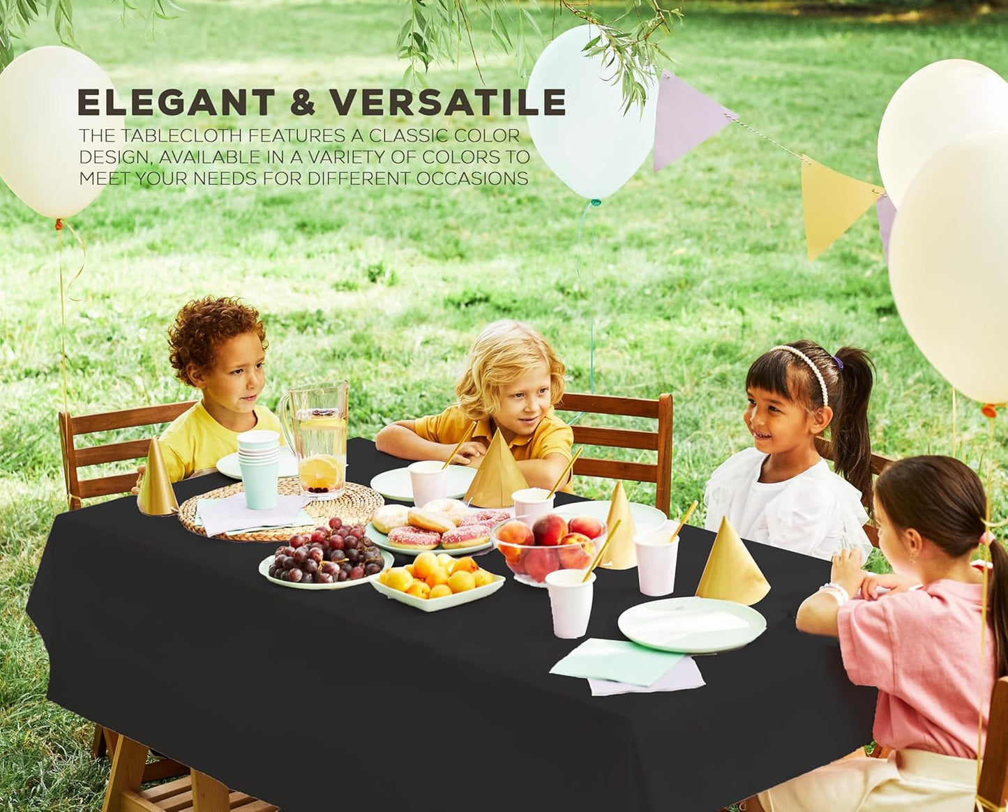 Plastic Table Cloth Disposable (12 Pack - 54X108 Inch) Black Rectangle Tablecloth Waterproof Stain Resistant Party Table Cover
