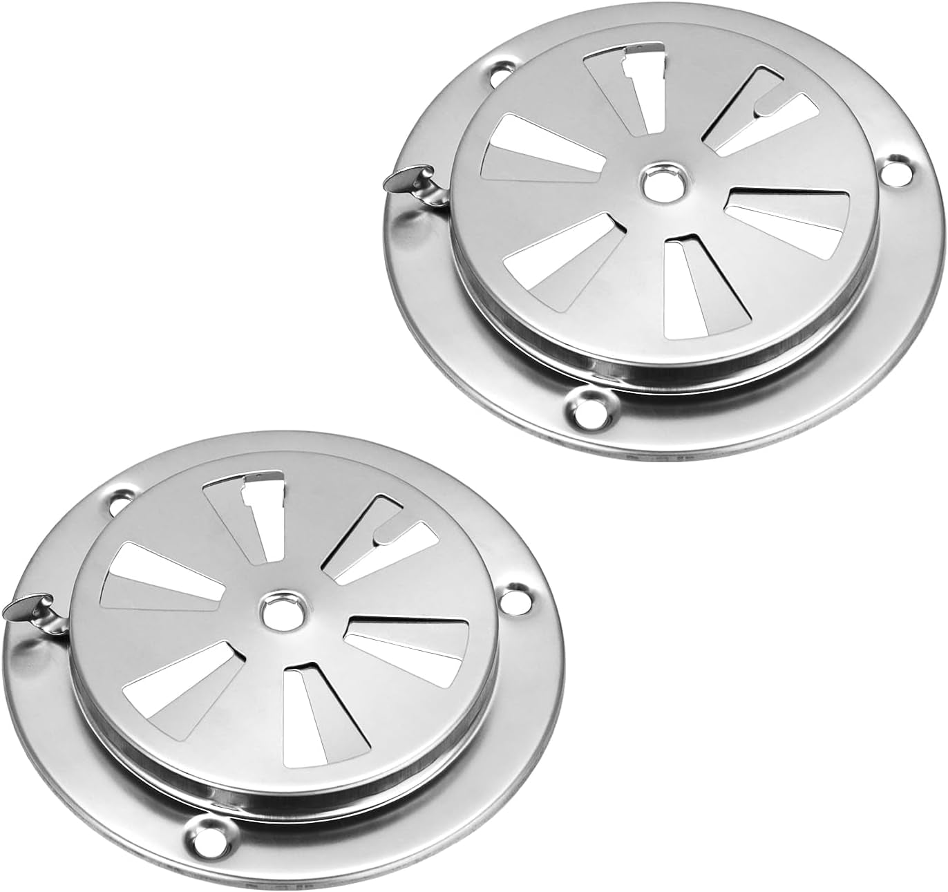 2-Piece Stainless Steel BBQ Grill Smoker Exhaust Vent Damper Set for Airflow Adjustment and Smoke Control, Replacement Parts JMUS20243414