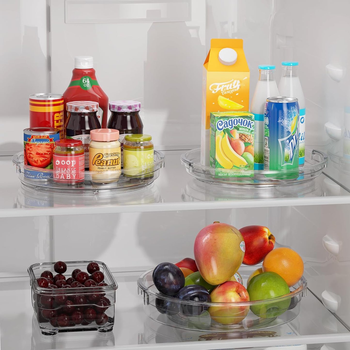 3 Pack Lazy Susan Organizer Turntable for Cabinet, Rotating Condiment Organizer for Kitchen Pantry Organizers and Storage, Table Top, Fridge, Countertop, Spice Organization, 9.25'' 10.6'' 12''