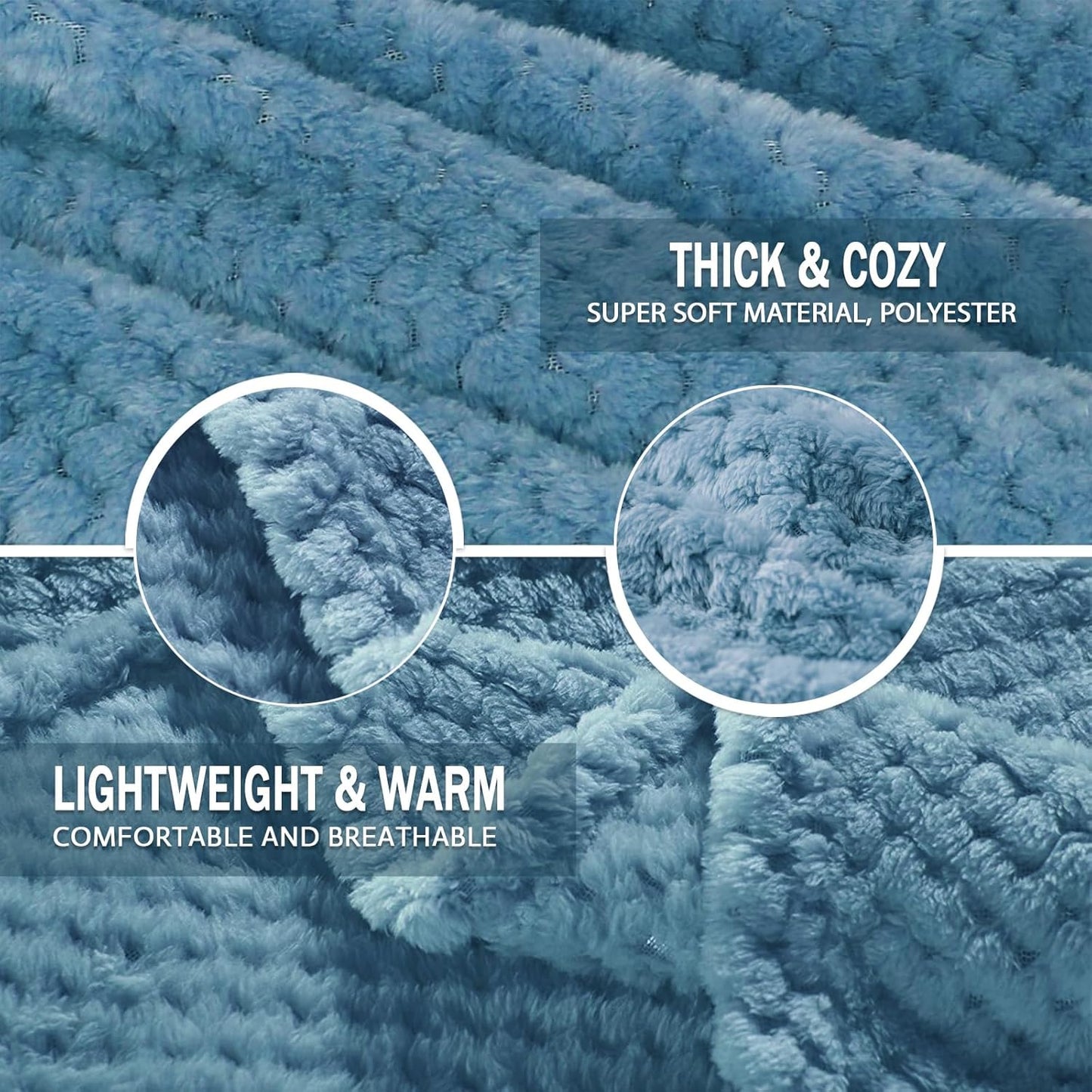 Extra Large Fleece Throw Blanket - Super Soft and Warm Waffle Textured Blanket for Couch, Sofa, and Bed (Slate Blue, 50X70 Inches)