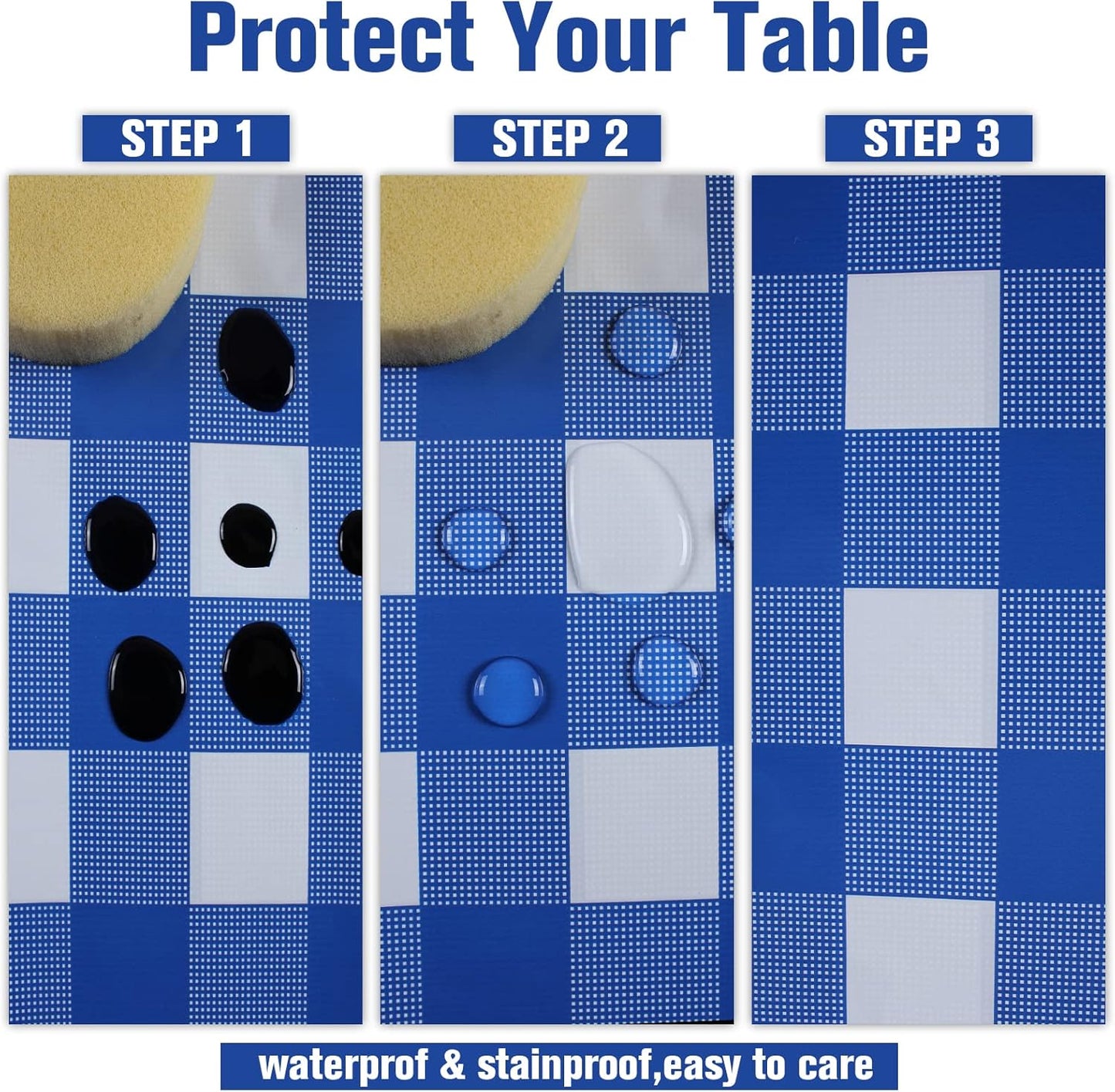 3 Packs White and Blue Gingham Table Cloths 54 X 108 Inches Disposable Plastic Checkered Tablecloths Waterproof Rectangle Picnic Party Tablecovers for Birthday Party Dining Table Kitchens