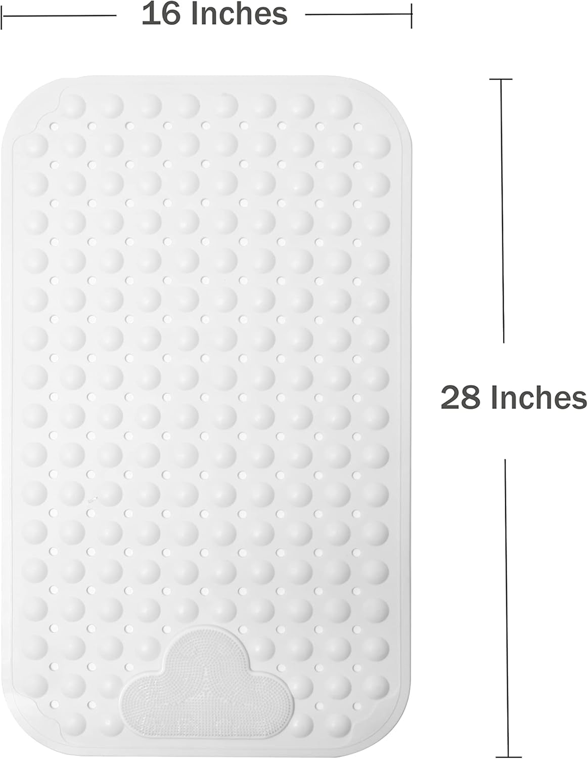 Bath Tub Mat Shower Mat Non Slip Bathtub Mats with Suction Cups Bath Mat for Tub Bathroom Mats 28" X 16" Machine Washable (White)
