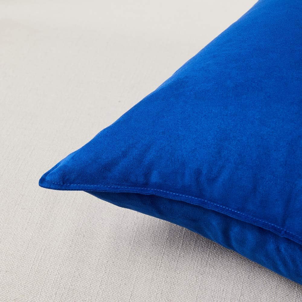 2 Packs Premium Faux Suede Decorative Throw Pillow Covers, Super Soft Square Pillow Case,Solid Cushion Cover for Couch/Sofa/Bedroom (16"X 16",Set of 2, Blue)