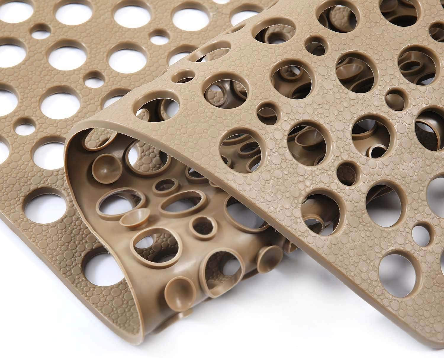 Nonslip Bathtub Mat Extra Soft TPE Bath Mat for Kids, Machine Washable Bathroom Shower Mat, Smooth/Non-Textured Tubs Only, 30 L X 17 W Inch (Brown)