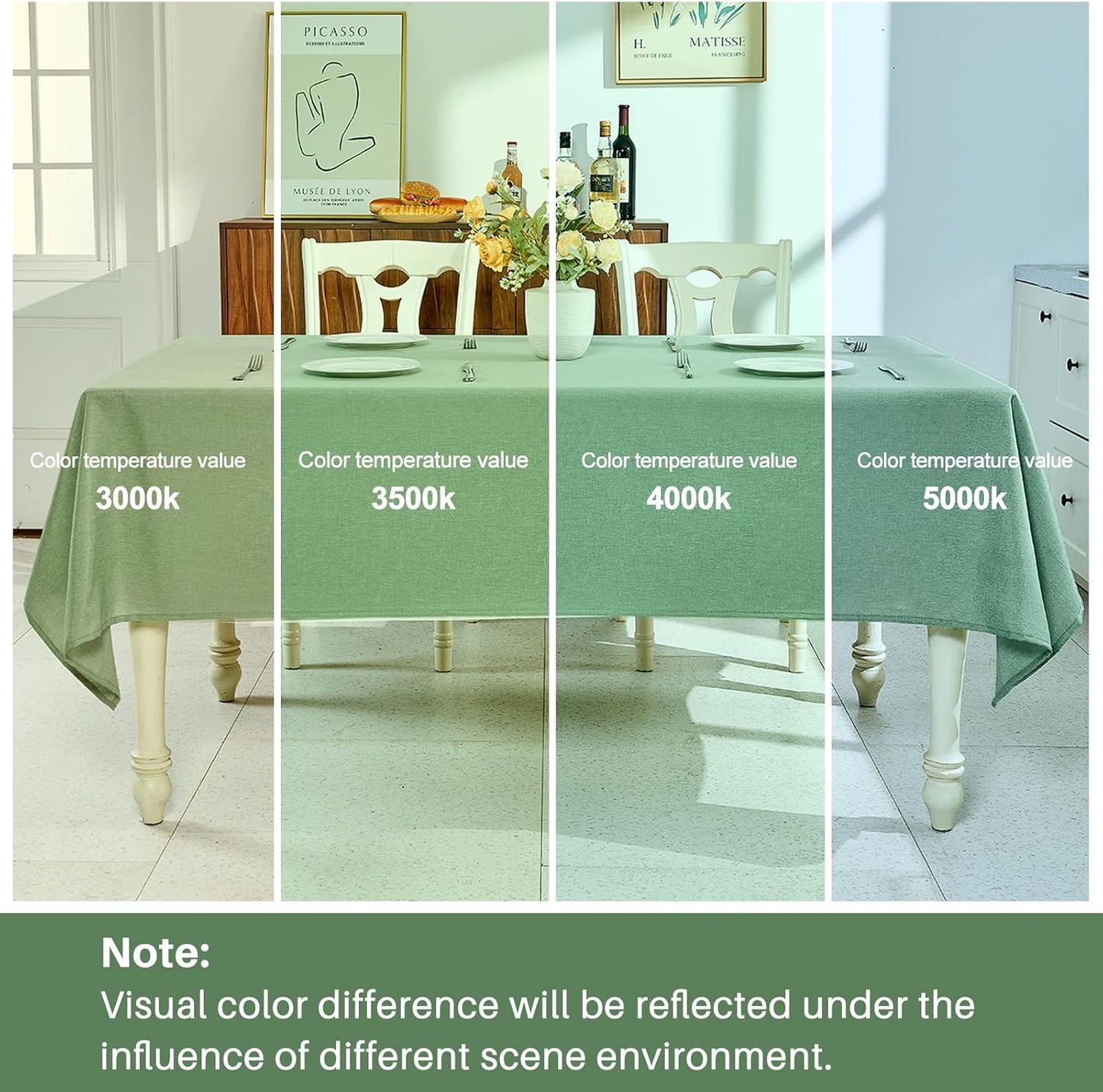 Textured Linen Table Cloth for Rectangle Tables - Sage Green Tablecloths Rectangular Waterproof Wrinkle Free Wipeable Dining Table Cover for Spring Wedding Birthday Kitchen Decor, 52 X 70 Inch