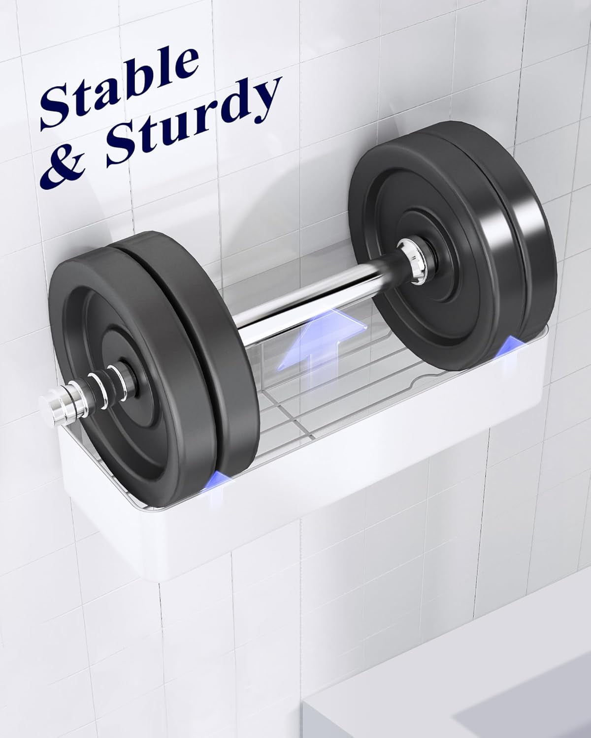 Large Shower Caddy - 2 Pack Adhesive Shower Organizer, Rustproof Metal Shelves, No-Drill Bathroom Organizers and Storage, White