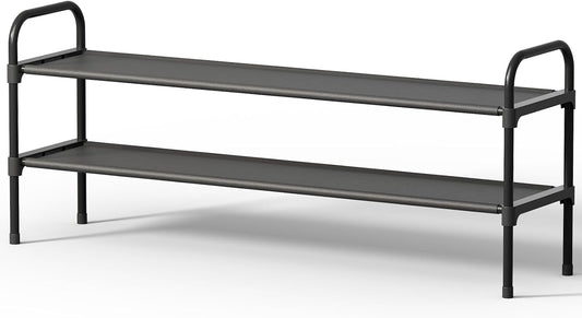 Extra-Long Shoe Rack for Closet, Shoe Organizer for Front Door Entrance, Stackable Shoe Shelf, Detachable Closet Organizers and Storage, 39.0" Wide - 2 Tier, Black