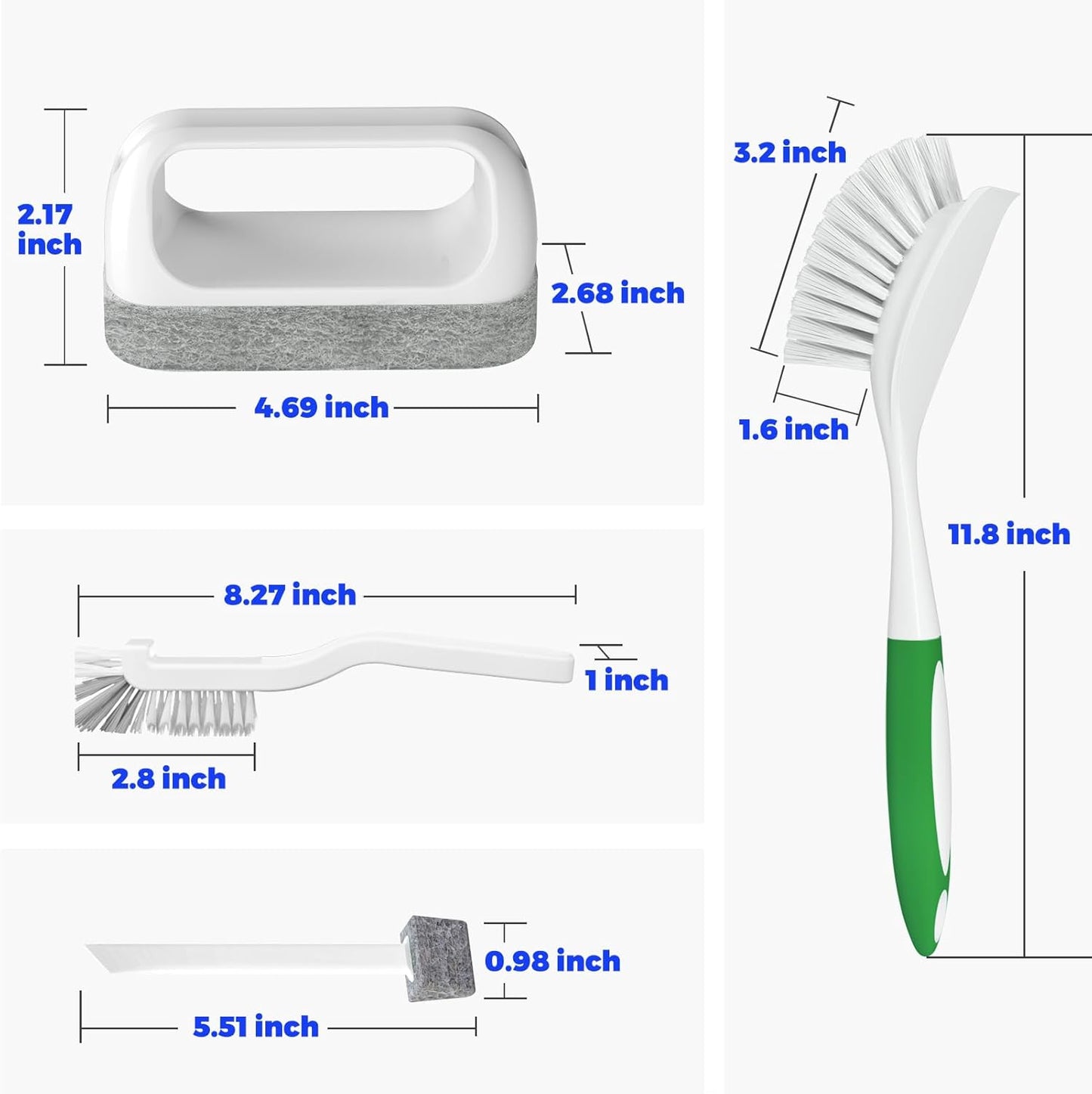 6Pack Kitchen Cleaning Brush, Green