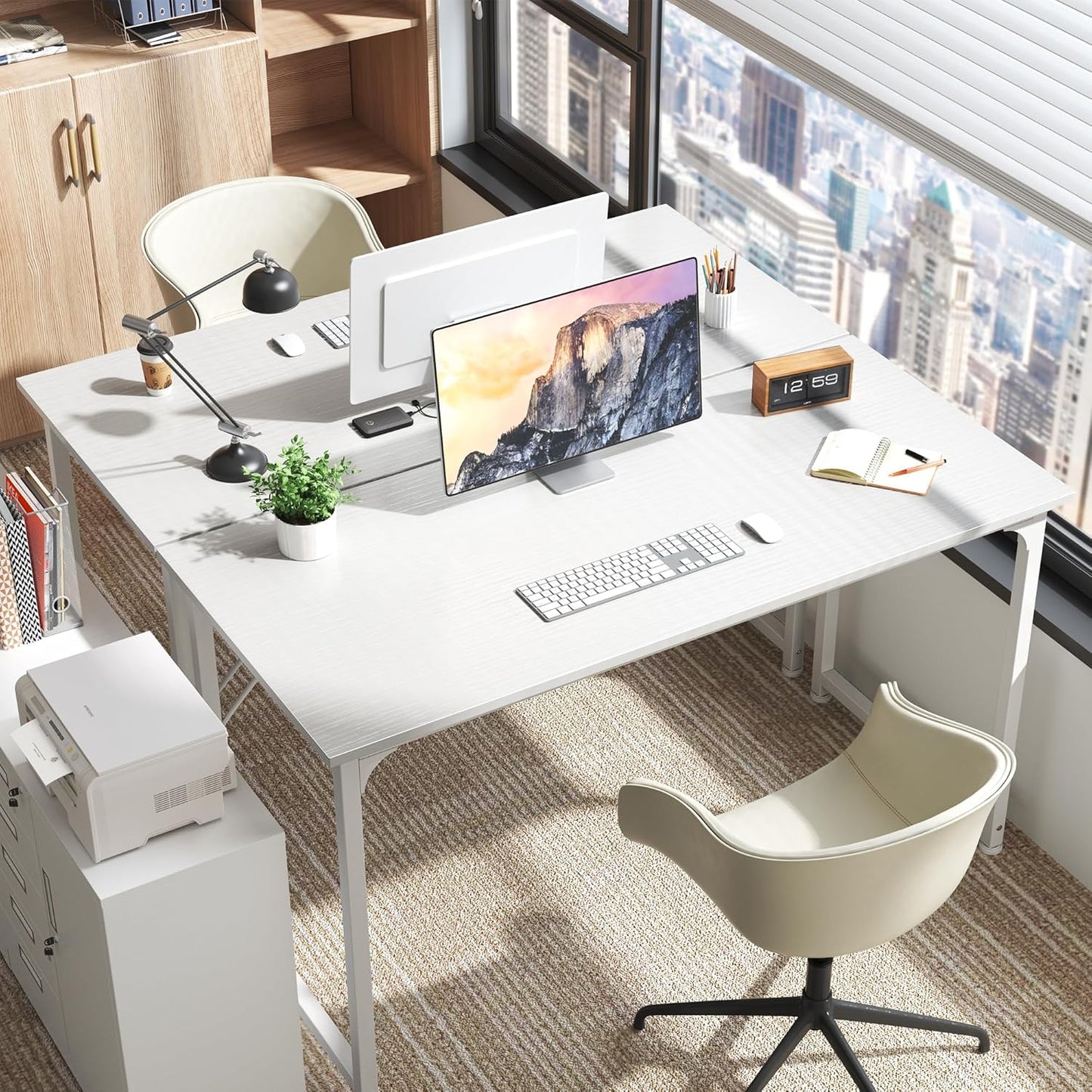 55-Inch Modern Home Office Desk with Sturdy Metal Frame and Ample Legroom for Gaming and Writing