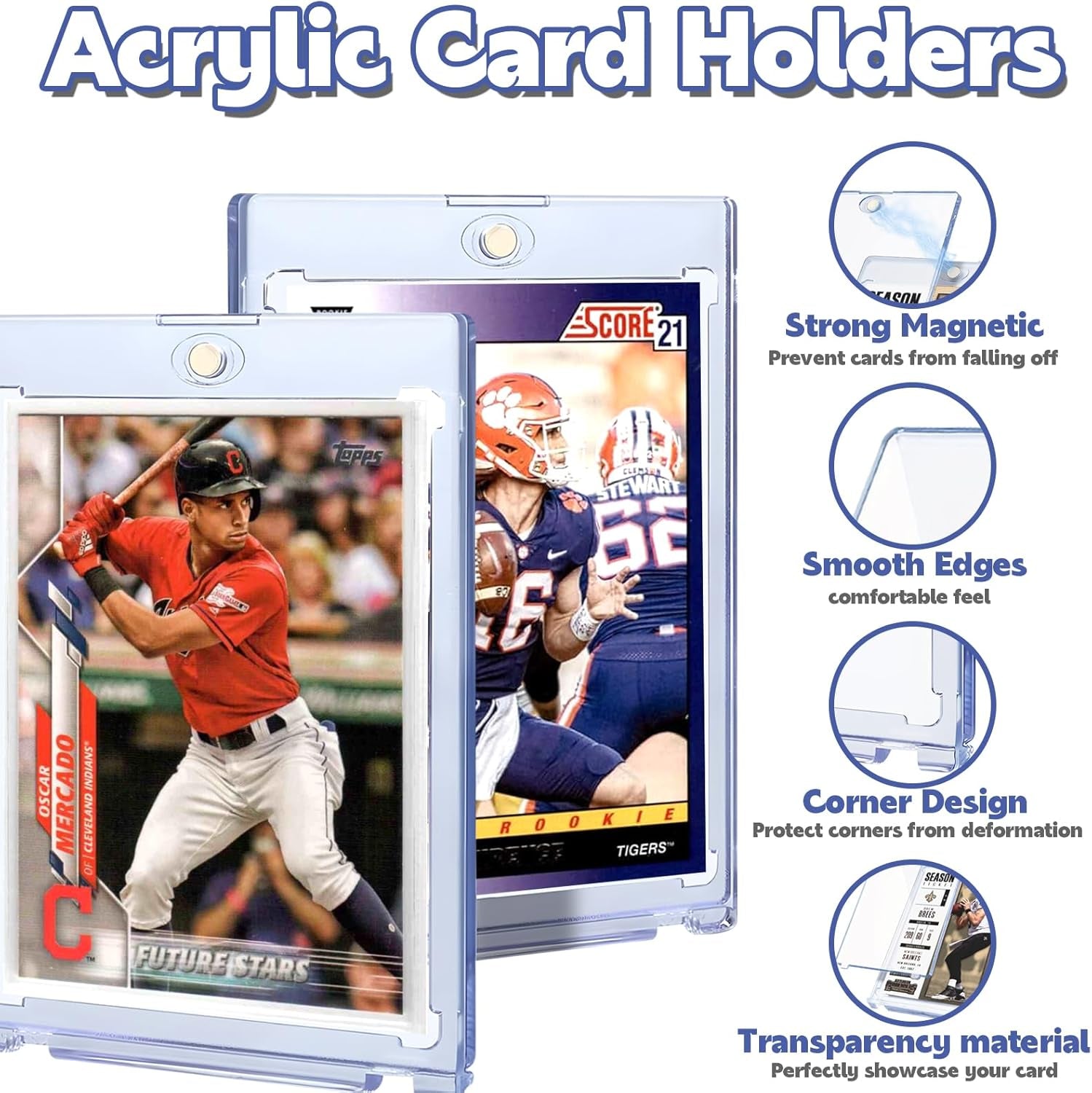 200Ct Magnetic Card Holder for Trading Cards,35Pt One Touch Card Holder,Uv Protectors Hard Plastic,Display Card Case,Baseball Cards Holder for Sports,Football,Game,Mtg (200 Pack)