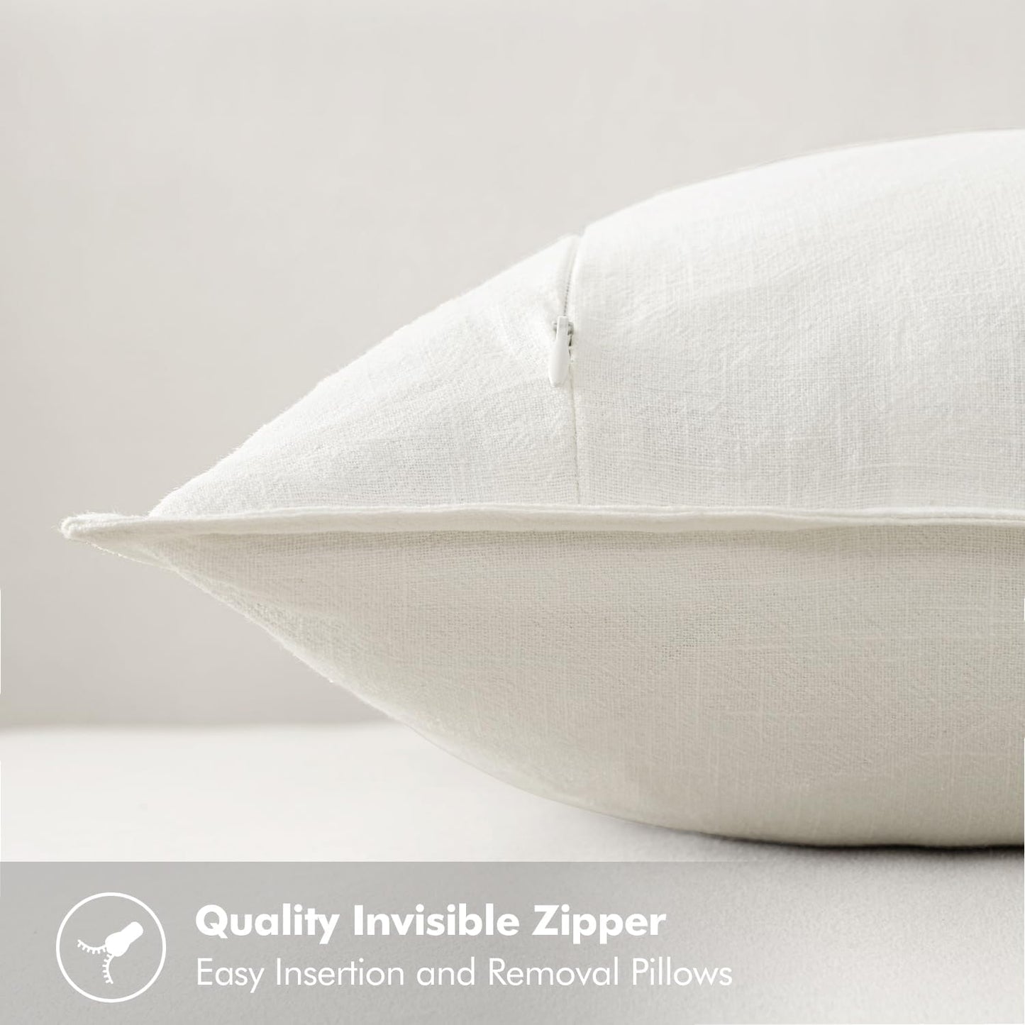 Decorative Linen Pillow Covers 18X18 Inch Cream White Boho Farmhouse Neutral Couch Throw Pillows Christmas for Bed Pack of 2 Accent Modern Pillowcase Sofa Livingroom Home Decor