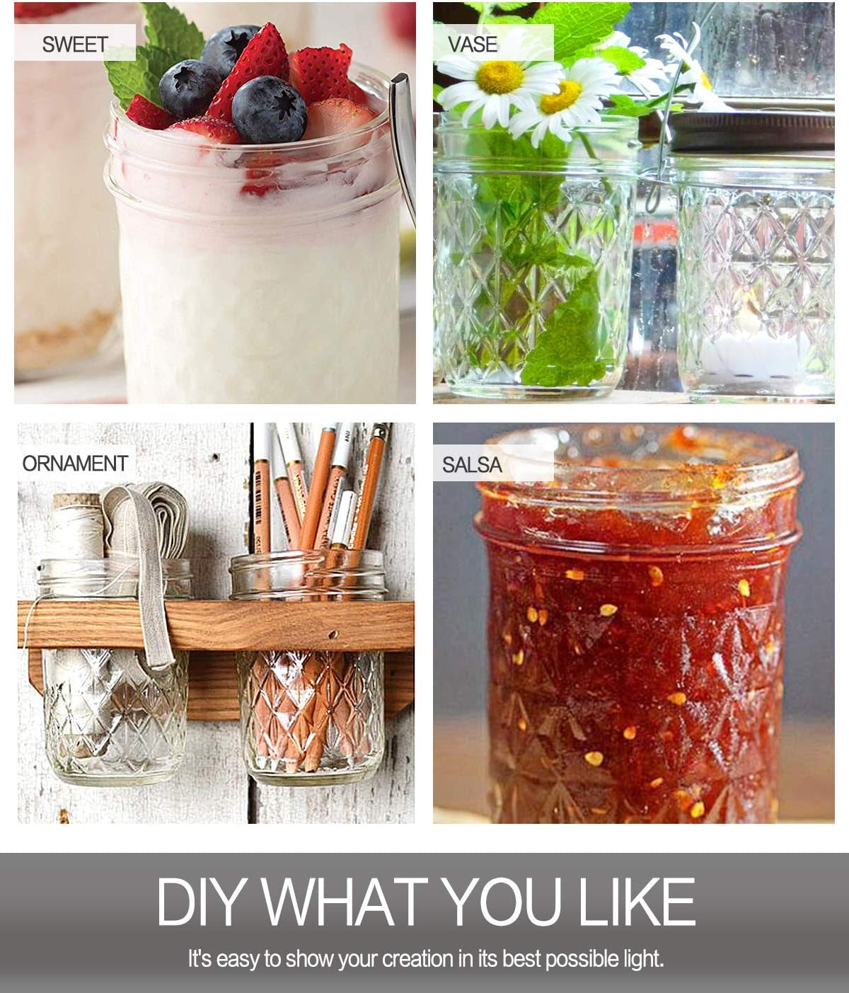 6 Oz Mason Jars - 30 Pack Canning and Jelly Jars with Lids, Perfect for Jam, Honey, Wedding and Shower Favors