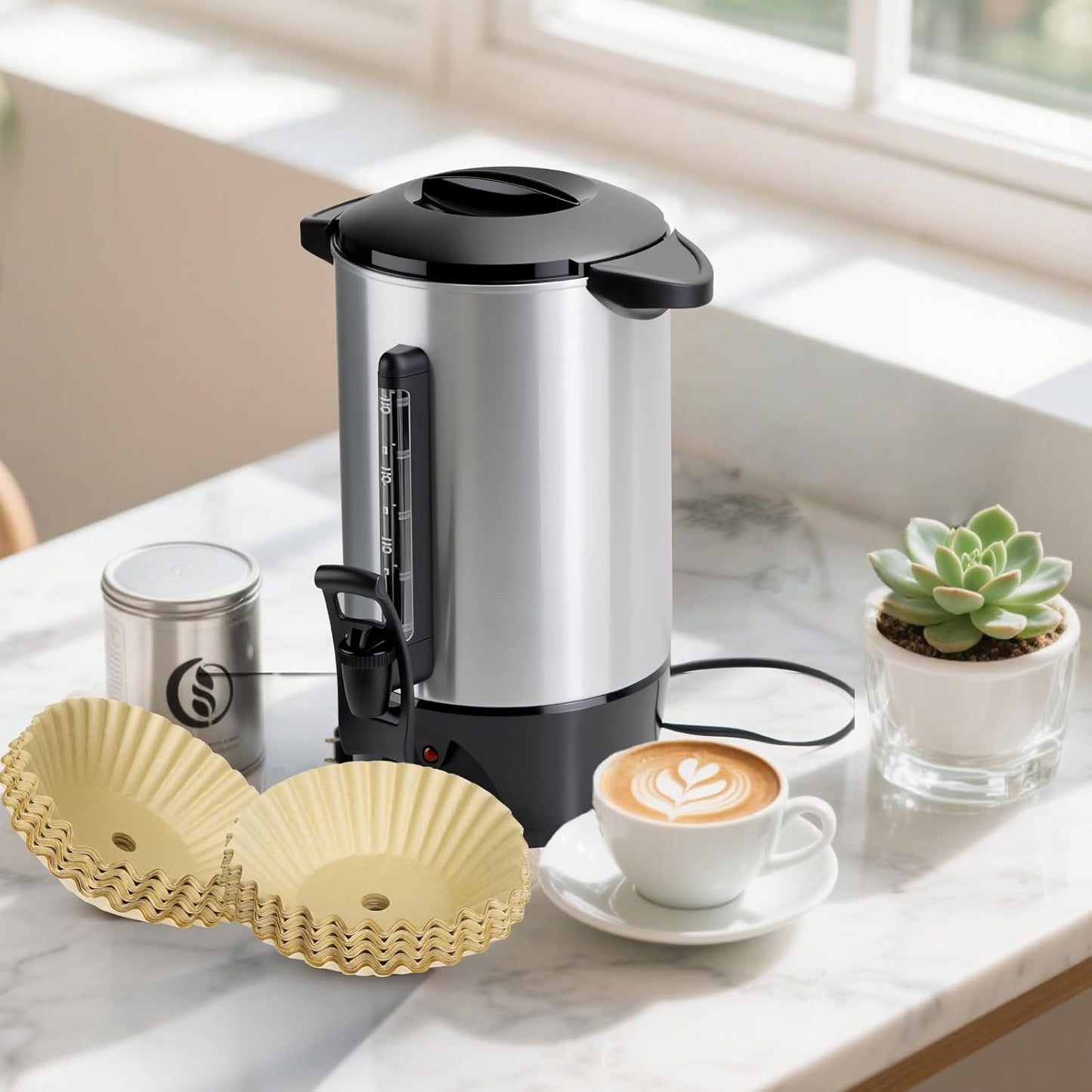 Paper Coffee Filters for Hamilton Beach 45 Cup Coffee Urn and Hot Beverage Dispenser, Unbleached Large Coffee Filters for Most 30-50 Cup Large Coffee Maker, 120 Pcs