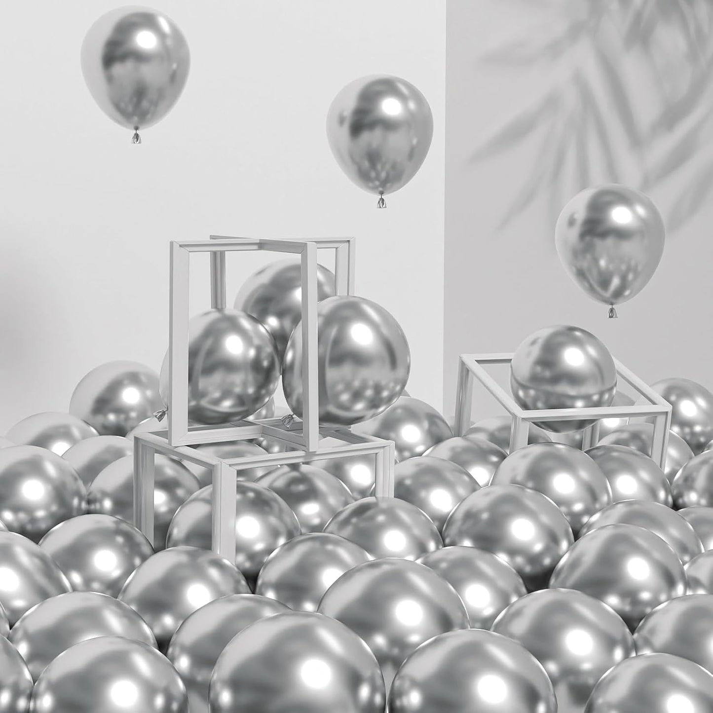 120Pcs 5 Inch Metallic Silver, Small Chrome Silver Latex Balloons for Graduation Wedding Baby Shower Disco Birthday Party Decorations