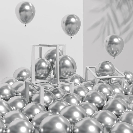 120Pcs 5 Inch Metallic Silver, Small Chrome Silver Latex Balloons for Graduation Wedding Baby Shower Disco Birthday Party Decorations