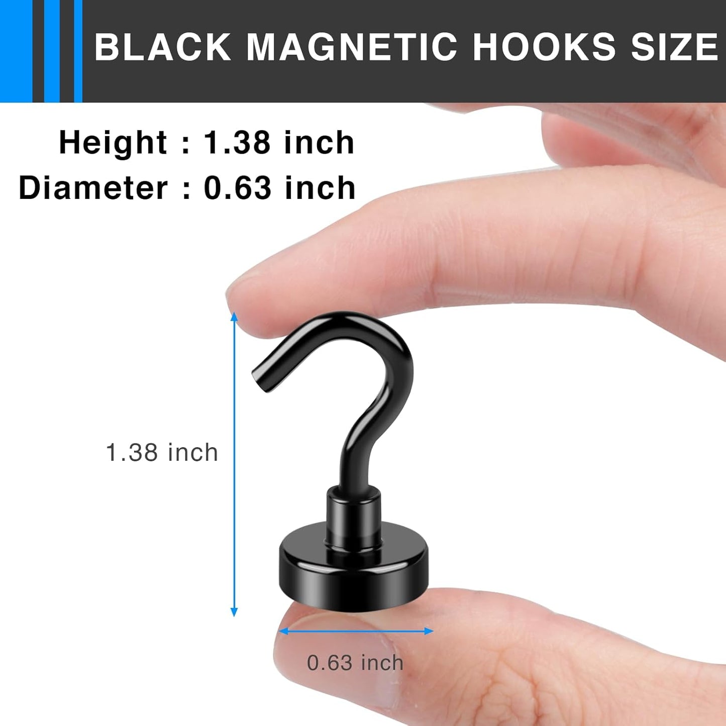 Black Magnetic Hooks, 28Lbs Strong Magnetic Hooks Heavy Duty 12Pack,Fridge Magnets, 18Pcs Refrigerator Magnets Strong Fridge Magnets for Whiteboard