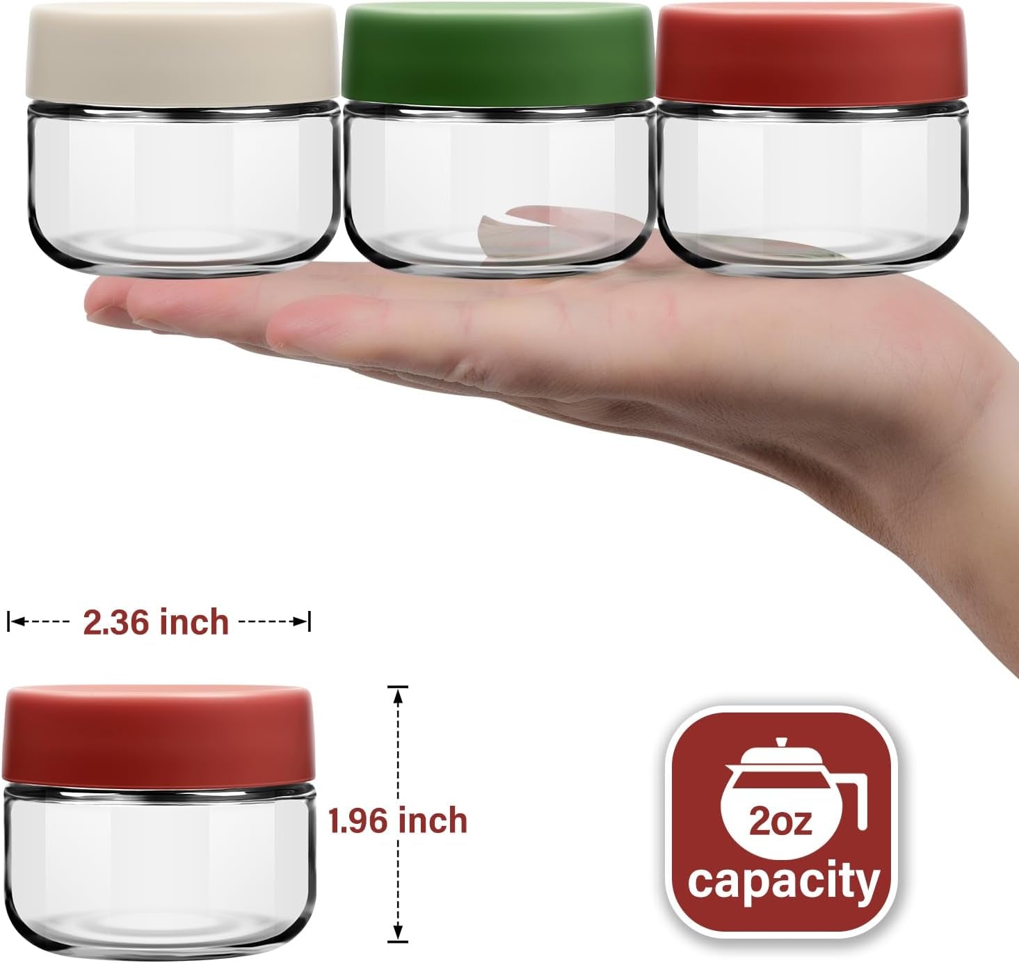 2 Oz Glass Dressing Containers to Go Sauce Cups Mini Condiment Dip Jars with Lids Lunch Box Accessories,6-Pack