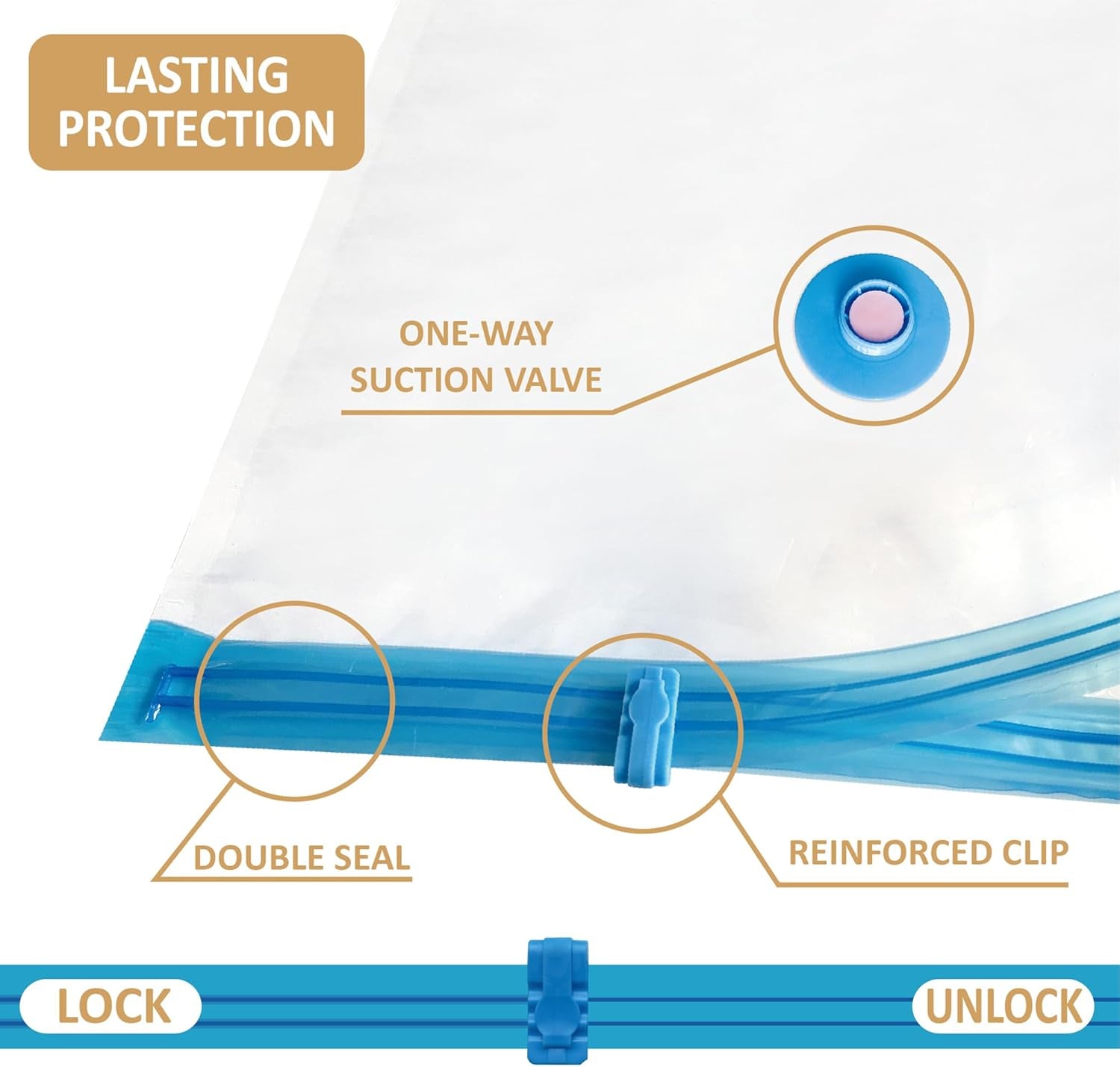 5 Pack Cube Vacuum Storage Bags, Jumbo Cubes for Sealed, Extra Large Space Saver Bags Bedding, Clothes, Comforters, Blanket, Duvets (Cube Sized), Transparent