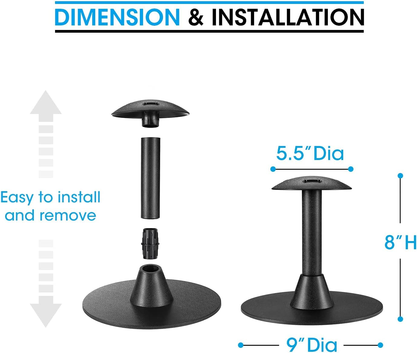 8 Inch Support Pole for Outdoor Flat Top Grill Griddle Cover and Patio Furniture Cover, Durable Rustproof Plastic Dome Prop Support Rack, Prevent Rain and Snow from Collecting on Top