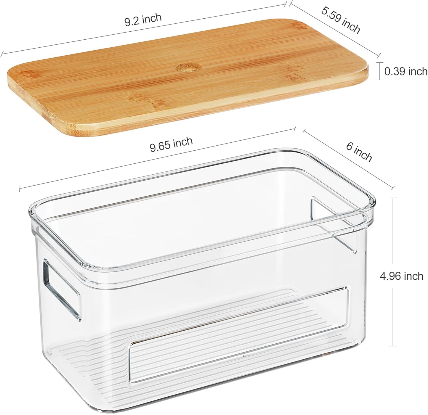 Pantry Organizers and Storage, Acrylic Clear Trash Bag Holder, Kitchen Paper Holder Stackable Toilet Tissue Storage with Bamboo Lid