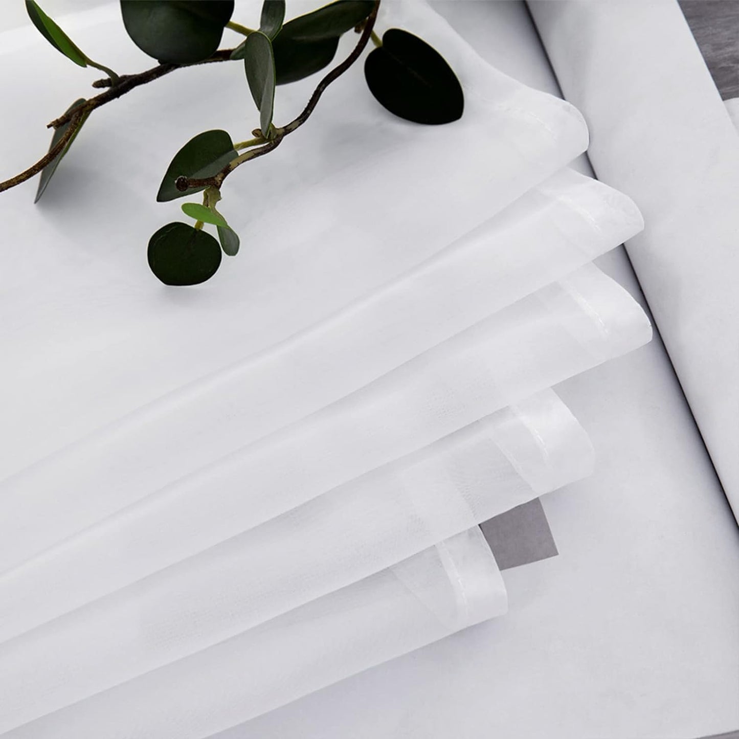 Window Valance Half Sheer Curtains Rod Pocket Voile Drapes Extra Wide for Small Window Kitchen Cafe One Panel 60 X 18 Inch White