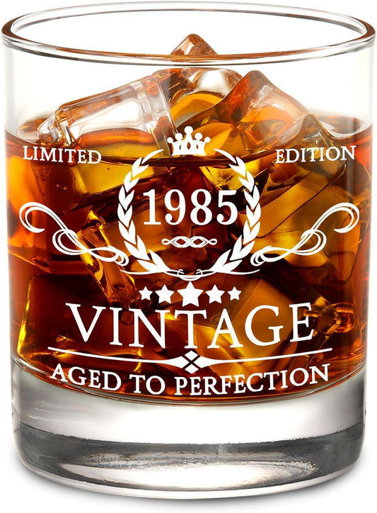 40Th Birthday Gifts for Men - 40Th Birthday Decorations for Men, Party Supplies - 40Th Anniversary Ideas for Him, Dad, Husband, Friends - 11Oz Whiskey Glass