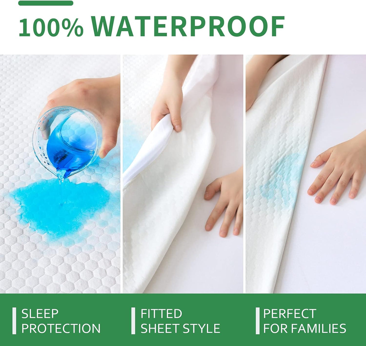 Twin Mattress Protector Waterproof Cooling Twin Size Mattress Cover Pad for Kids, Viscose 3D Air Breathable Fabric, Noiseless, Fitted 8-14 Inch Deep Pocket