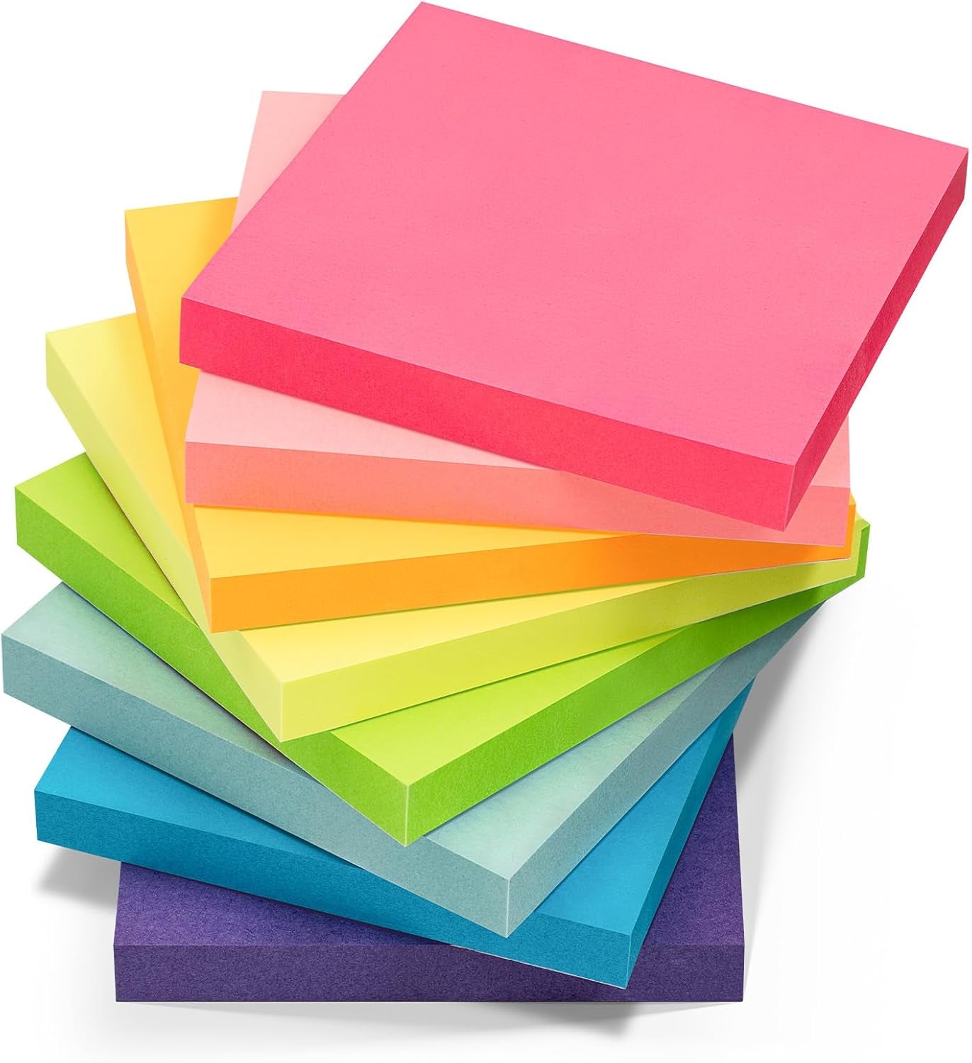 Sticky Notes 3X3 Inches Bulk 8 Pack Colored Self-Stick Pads, Colorful Sticky Notes 80 Sheets/Pad, Easy to Post for Office Supplies, School, Home