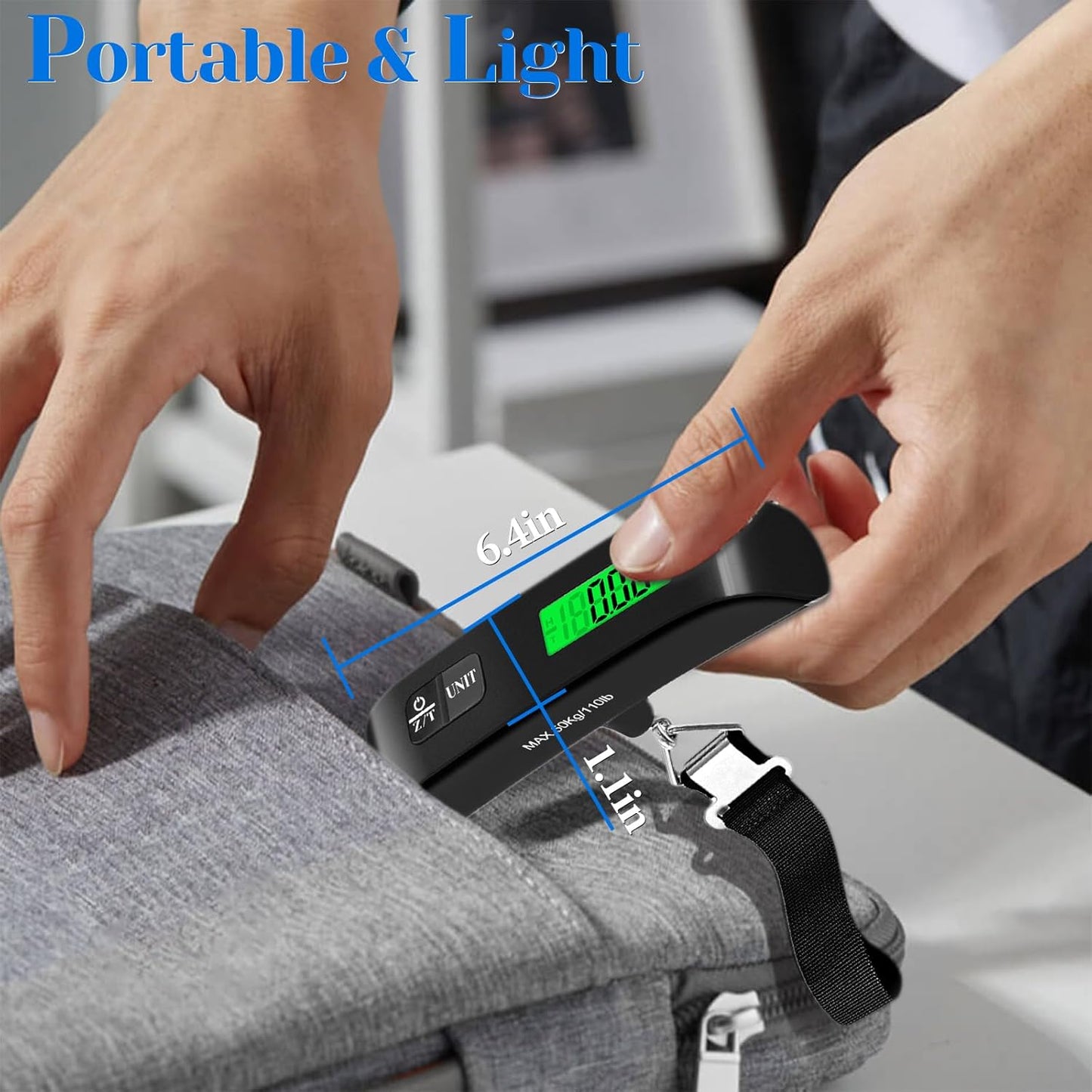 Luggage Scale, Portable Luggage Weight Scale 110Lb/50Kg with LED Display, Luggage Scale Travel Digital for Weighing Luggage, Backpacks, Fruits and Pets (Black)