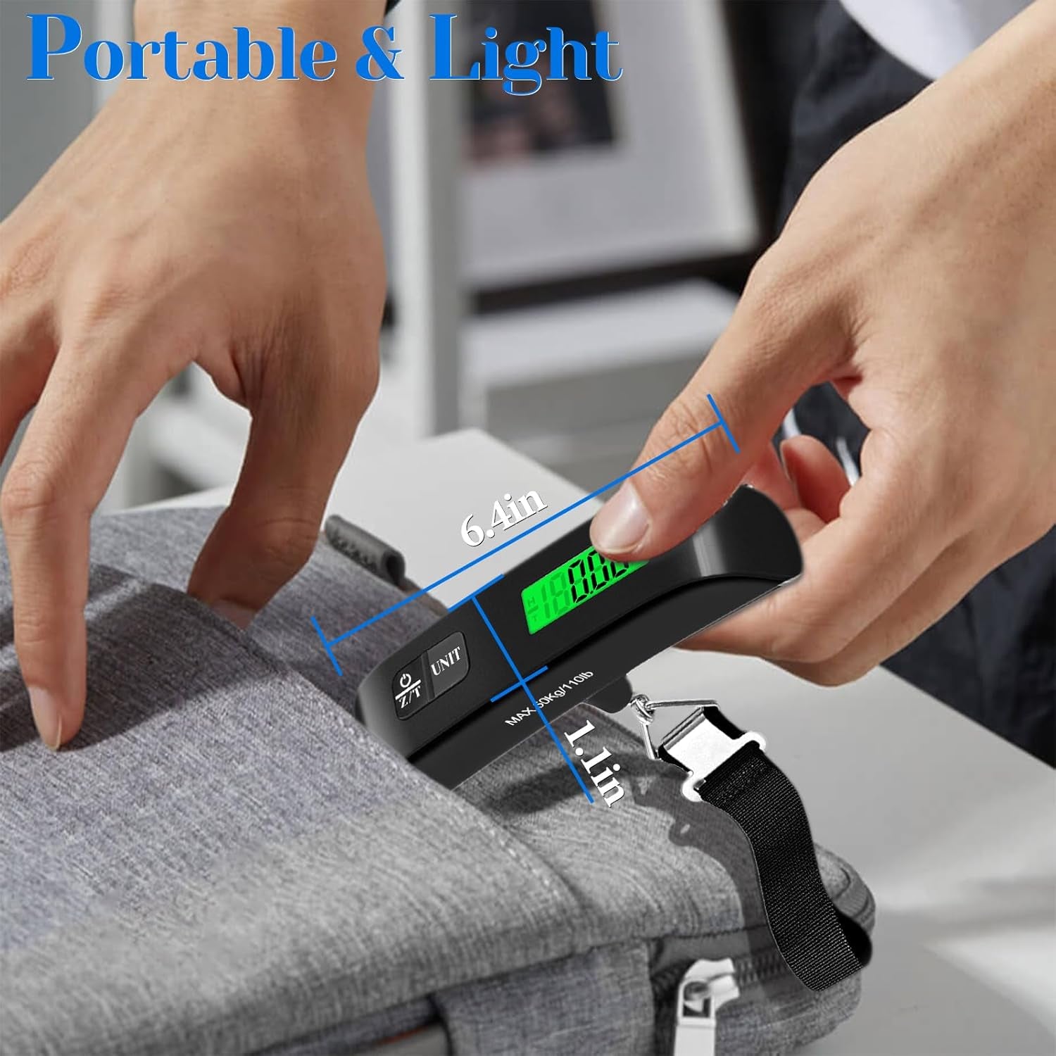 Luggage Scale, Portable Luggage Weight Scale 110Lb/50Kg with LED Display, Luggage Scale Travel Digital for Weighing Luggage, Backpacks, Fruits and Pets (Black)