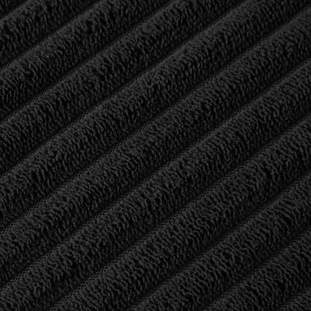 Pack of 2 Black Decorative Throw Pillow Covers with Pom-Poms, Soft Corduroy Solid Square Cushion Cases Set for Couch Sofa Bedroom Car Living Room (18X18 Inch/45X45 Cm, Black)