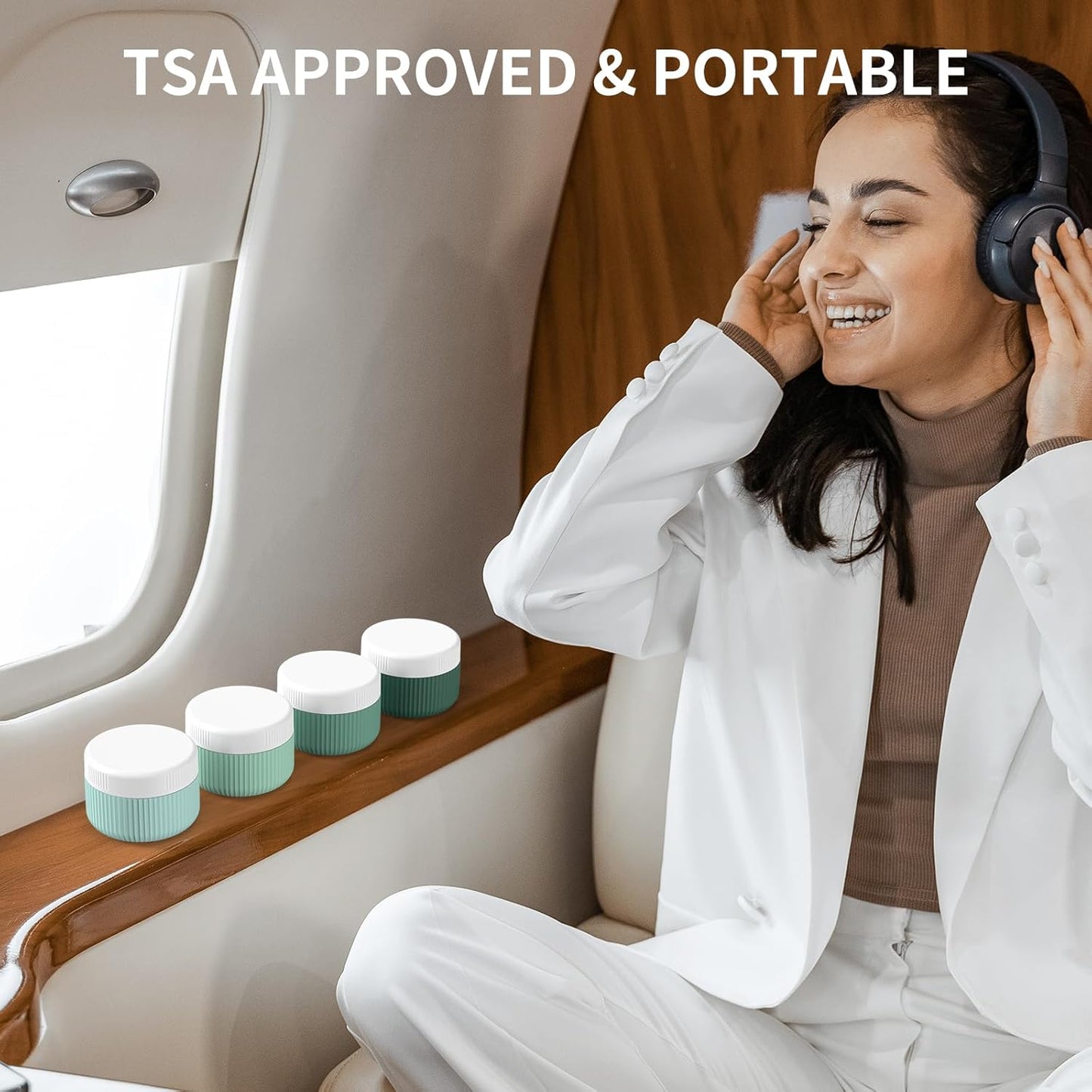 Travel Containers for Toiletries, TSA Approved 1.5 Oz Silicone Cream Jars, Leak-Proof Journey Containers, Trip Accessories with Lid for Cosmetic Face Hand 4 Pack White Lid - Blue