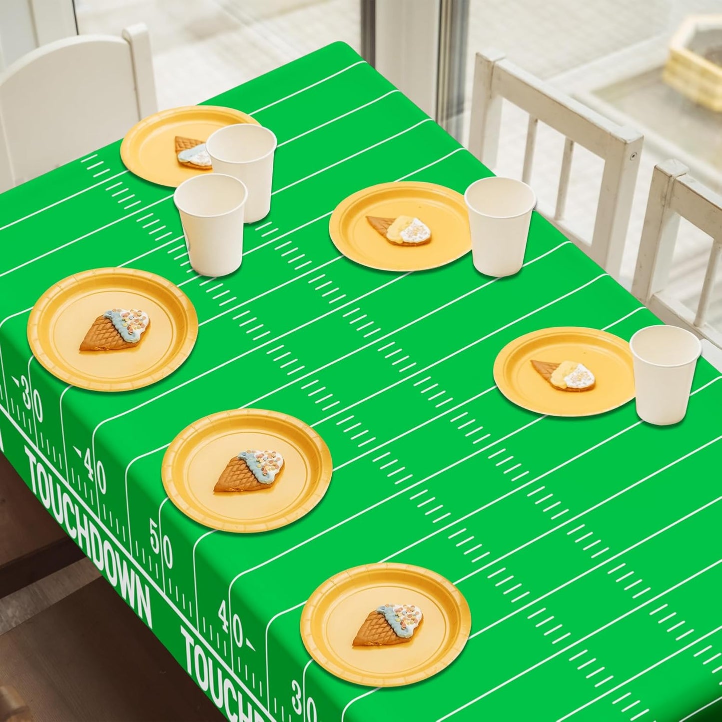Football Party Supplies - 3PCS Touchdown Tablecloths, Disposable Tablecloths, Plastic Table Cover, Touchdown Theme Table Runner for Game Day, Birthday Party Decorations