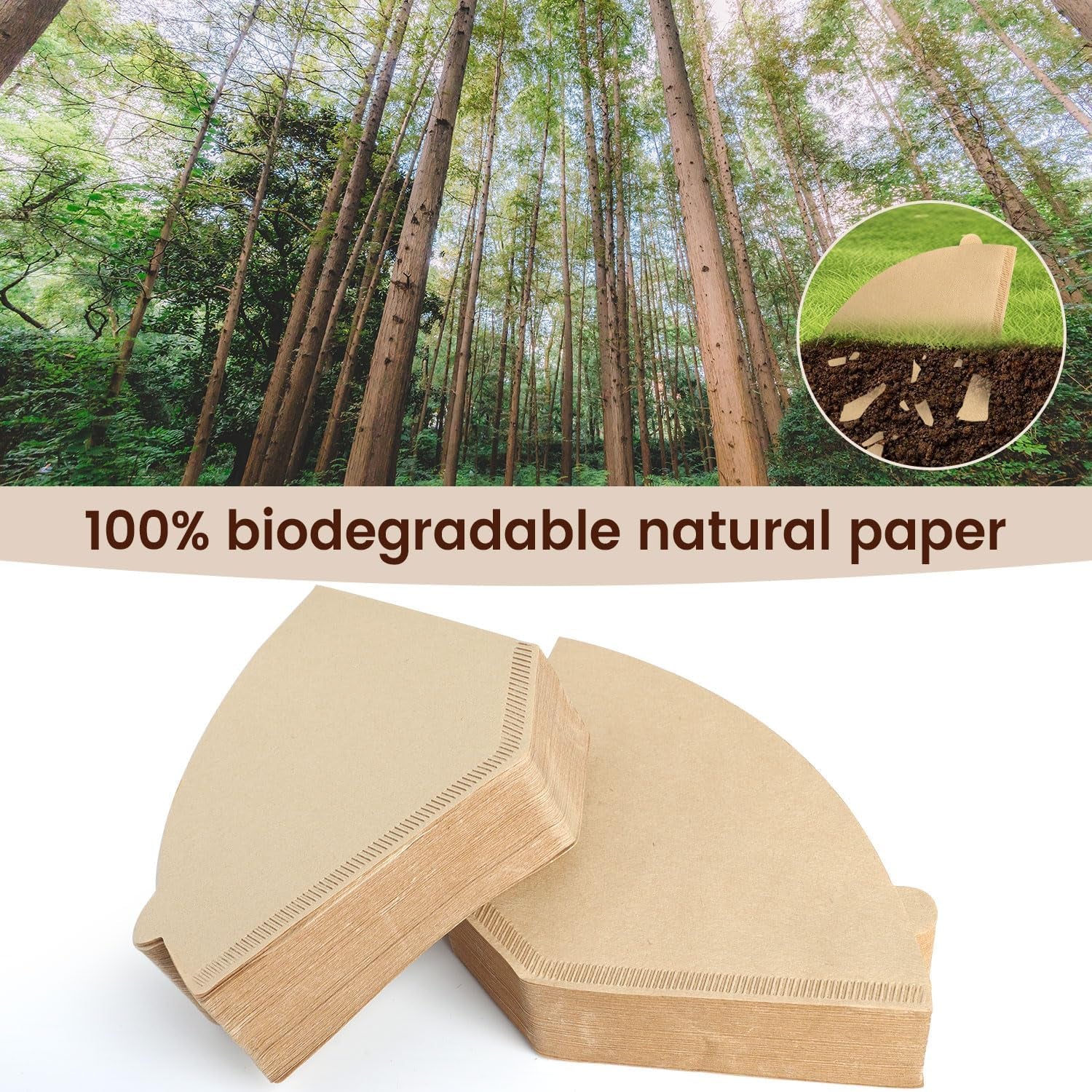 160 Count Cone Coffee Filters #4, Unbleached 04 Coffee Filters 8-12 Cup, Disposable Natural Paper Filters, No.4 Cone Filters for Ninja, Pour over and Drip Coffee Maker
