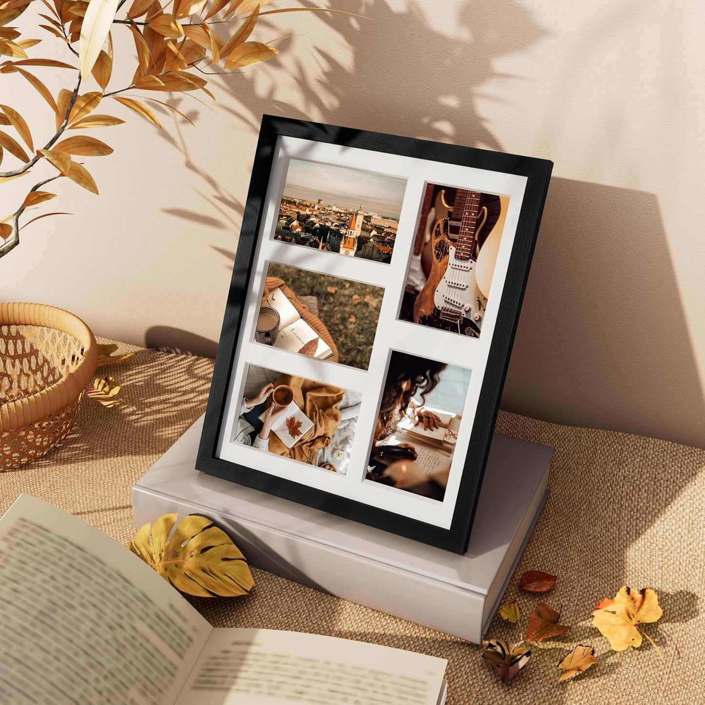 11X14 Collage Picture Frame, Displays 5Pcs 4X6 Pictures with Mat or 1Pcs 11X14 without Mat for Wall Mounting, Picture Frames Collage Wall Decor in Black, 1 Pack