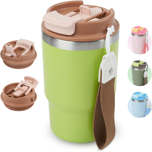 16Oz Coffee Tumbler, Stainless Steel Vacuum Travel Coffee Mug, Leak Proof Double Wall Coffee Mug with Lids for Home, Office, Outdoors, Light Green