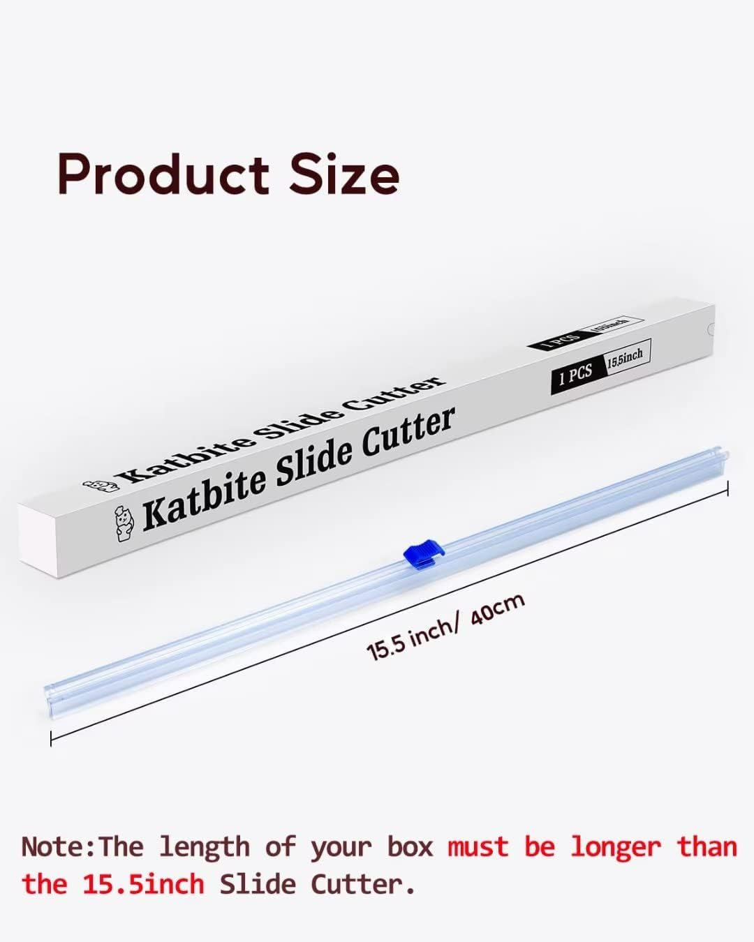 Slide Cutter 15.5 Inch for 15.5 Inches Plastic Food Wrap, Two Way Sliding Cutter for Aluminum Foil Parchment Paper Baking Paper Kitchen