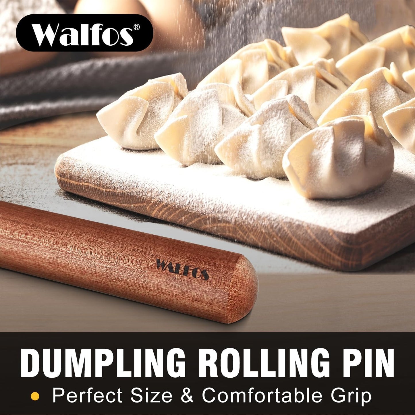 Mini Rolling Pin - Small Natural Wooden Rolling Pins, Baking Dough Roller for Pizza, Pie, Pasta, Bread, Pastry, No Coating (8Inch)