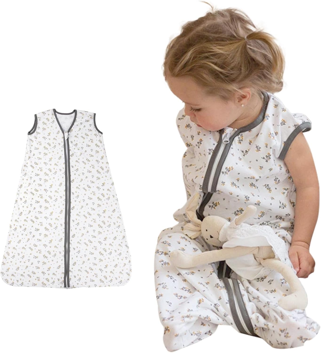 Baby Sleep Sack 18-24 Months, 100% Cotton Toddler Sleeping Bag, 2-Way Zipper Wearable Blanket for Baby, 0.5 TOG