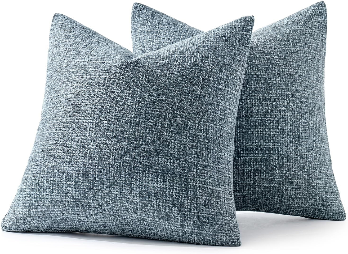 Burlap Linen Throw Pillow Covers 18X18 Inch Set of 2 Coastal Blue Farmhouse Decorative Pillows Modern Pillowcases Soft Accent Cushion Covers for Outdoor Couch Sofa Bedroom Livingroom Home Decor