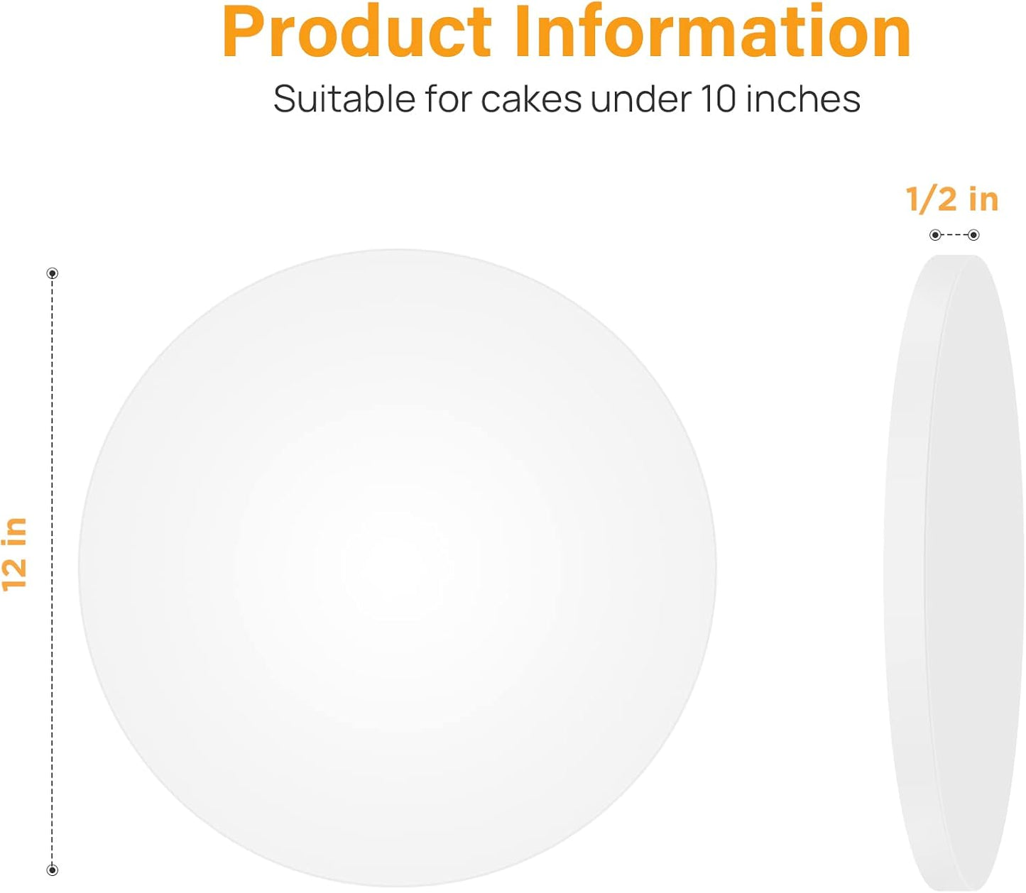 Cake Boards Drums 12 Inch Round, 1/2" Thick Decorating Supplies White 6-Pack Sturdy Corrugated Cardboard Base, Base Para Pastel
