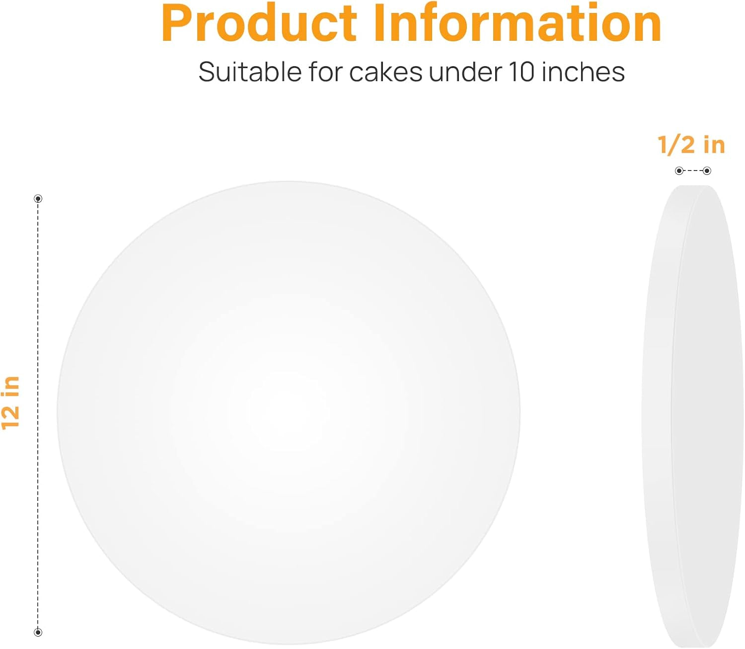 Cake Boards Drums 12 Inch Round, 1/2" Thick Decorating Supplies White 6-Pack Sturdy Corrugated Cardboard Base, Base Para Pastel