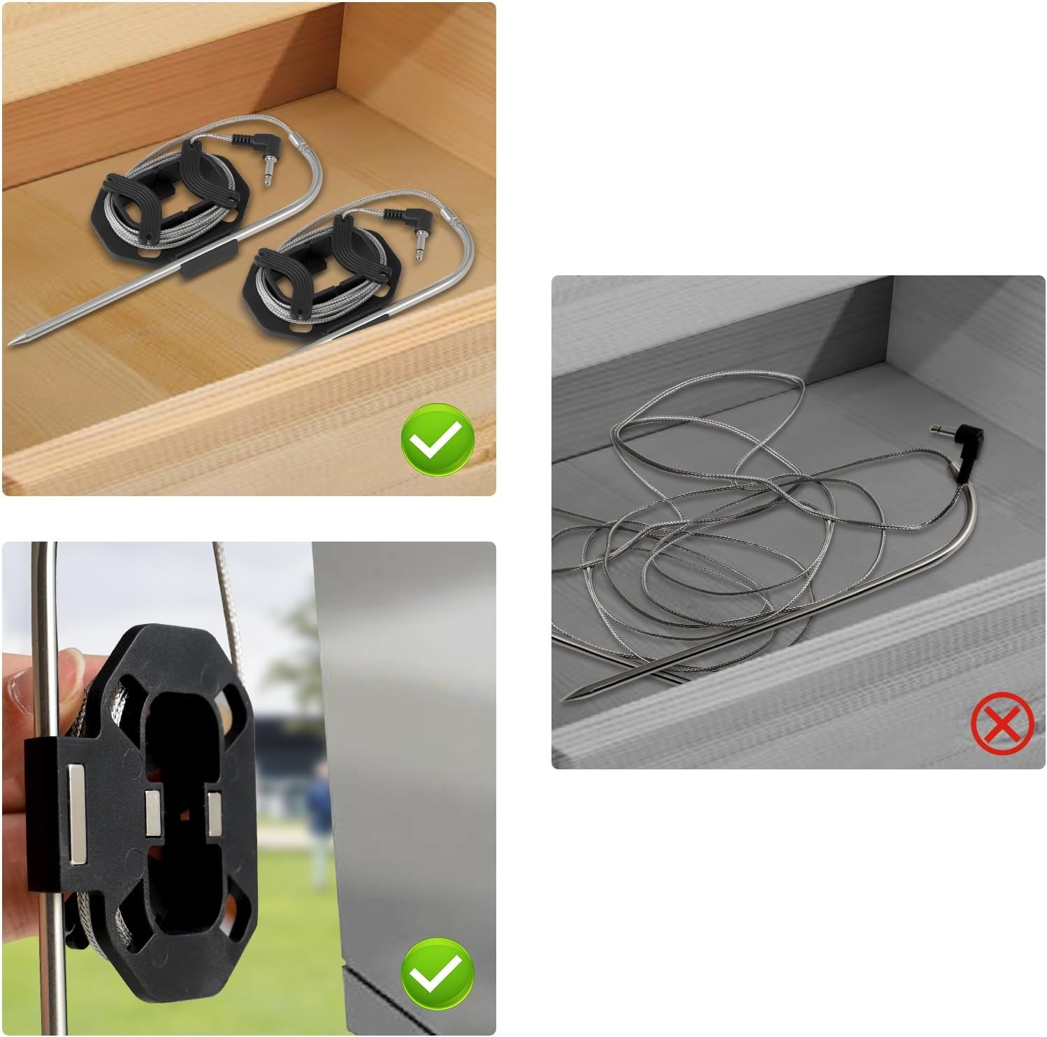 Magnetic Meat Probe Organizer, 3 Pack Upgraded Thermometer Probe Holder Grill Accessory Organizer Compatible with Traeger/Pit Boss/Thermopro/Weber Probe