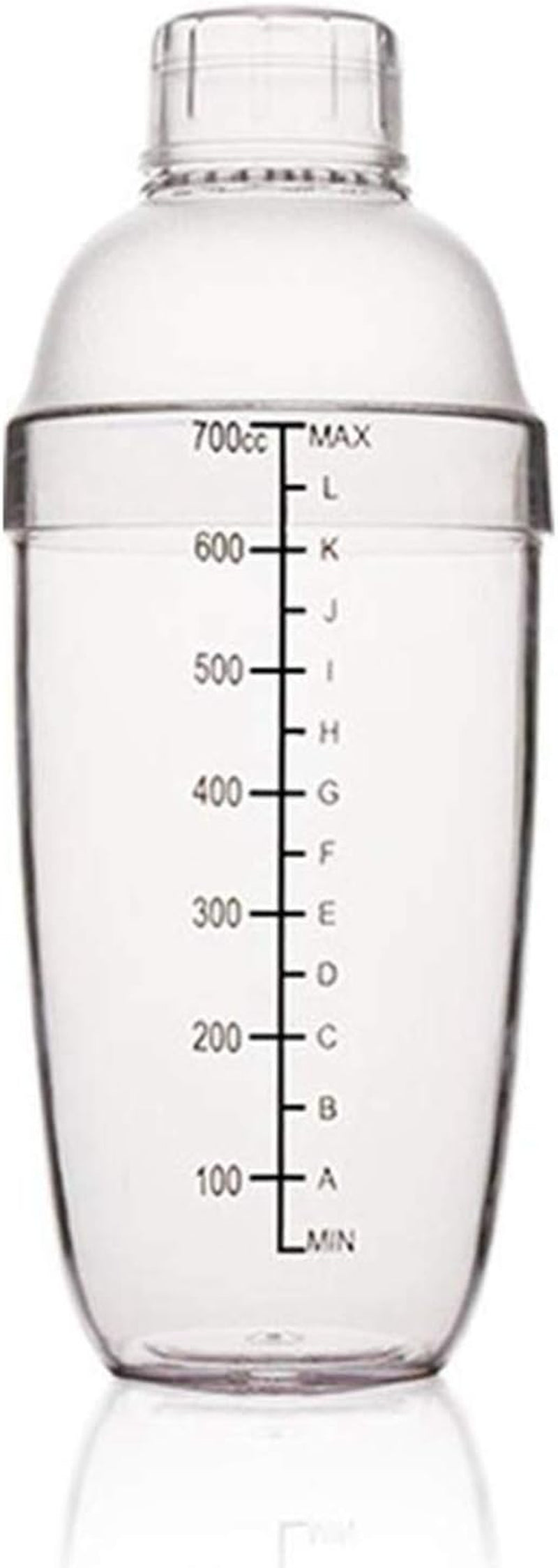 Plastic Cocktail Shaker, Drink Mixer Hand Shaker Cup with Scales, Bar Tool, Transparent (24 Oz / 700Cc)