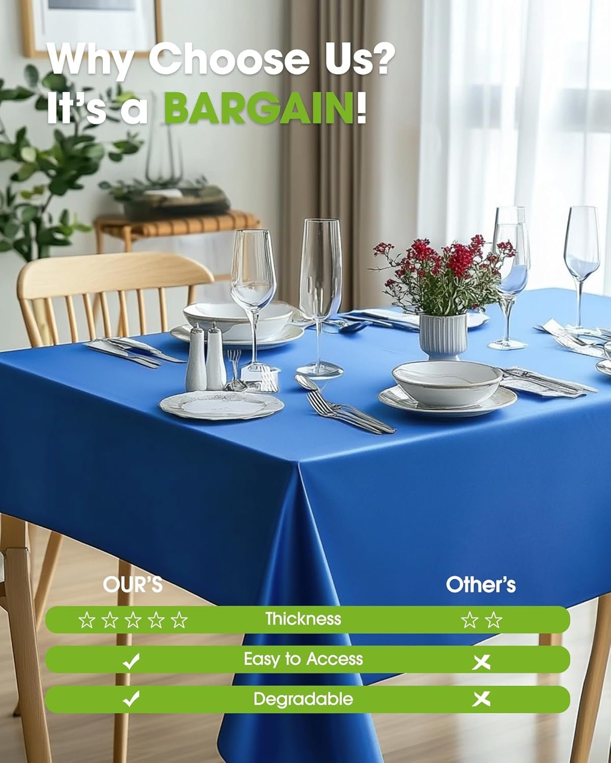 Plastic Table Cloth Disposable 12 Pack, 54 X 108 Inch Table Cloths, Graduation Decorations Class of 2025, Graduation Party Tablecloths, Rectangle, Plastic Cover, Leakproof & Sturdy, Blue